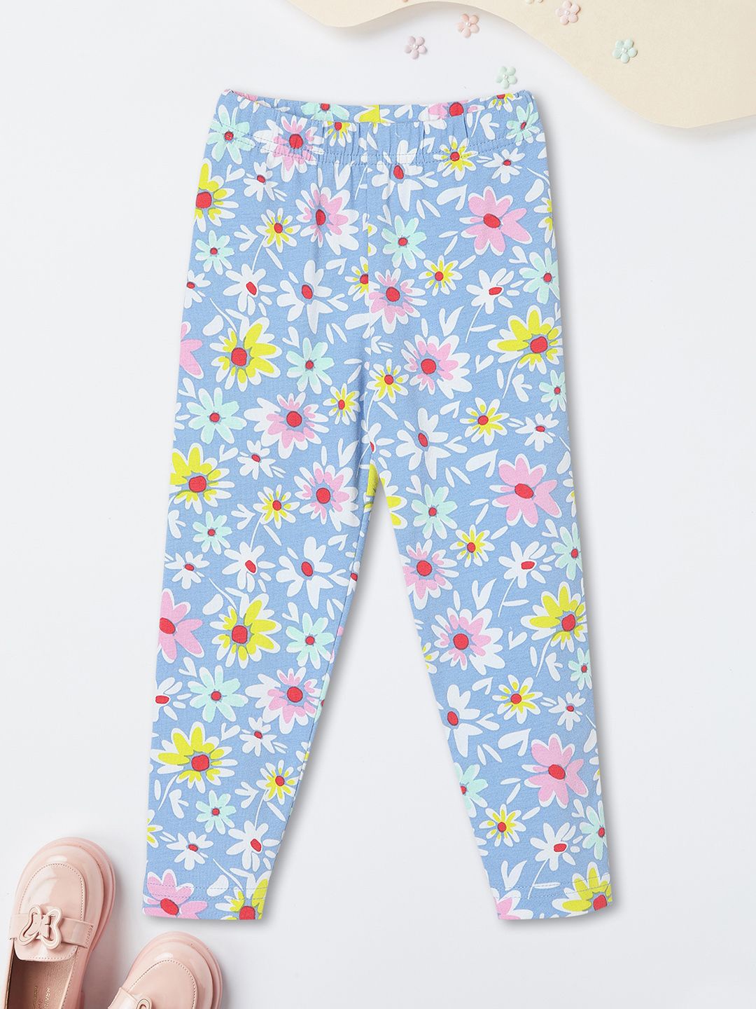 

max Girls floral Printed Ankle-Length Leggings, Blue