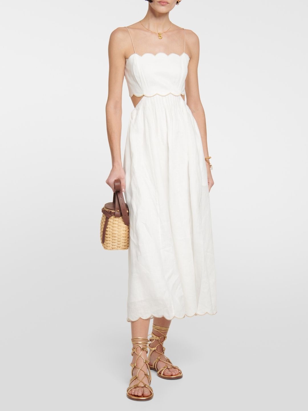 

KPOP Solid A-Line Midi Dress, White