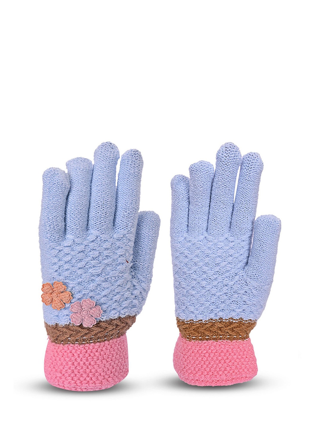 

LOOM LEGACY Women Patterned Woolen Winter Gloves, Blue