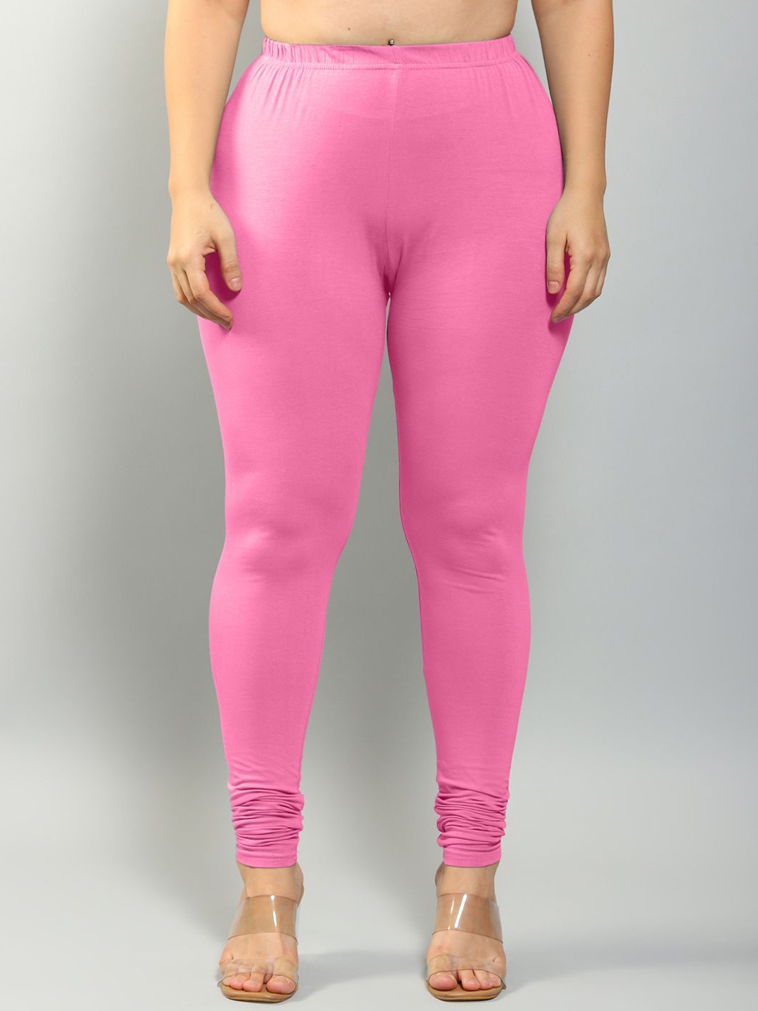

Plus Size Women Churidar Length Plus Size Leggings, Pink
