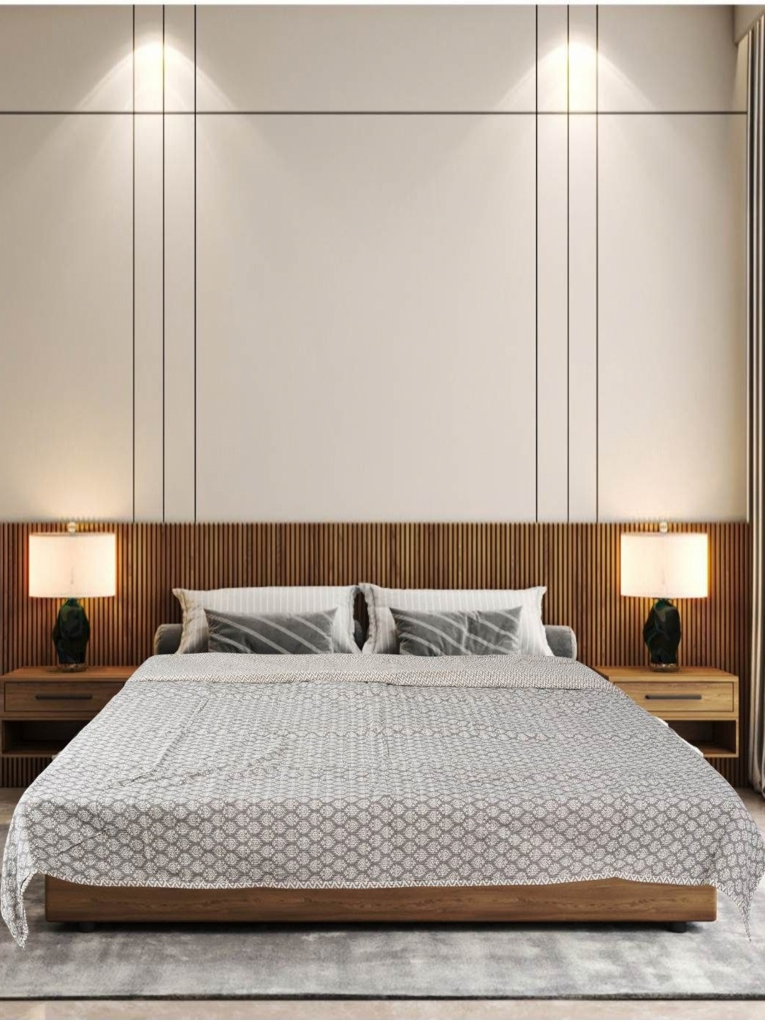 

Block Print Story Grey & White Ethnic Motifs AC Room 210 GSM Single Bed Dohar