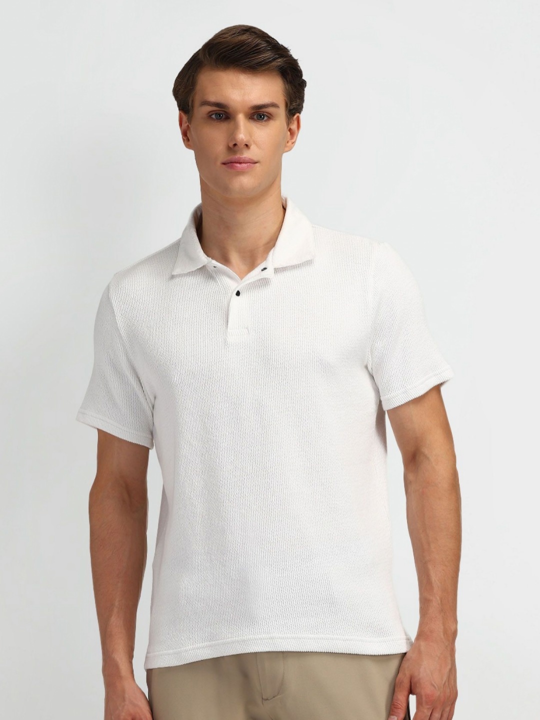 

Arrow New York Men Polo Collar T-shirt, Off white