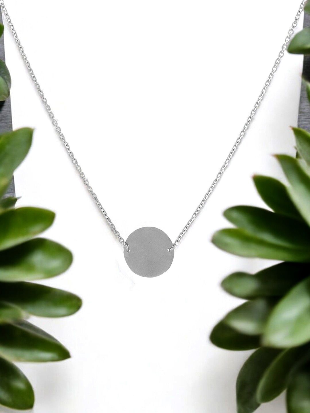 

Goldnera Girls 925 Sterling Silver-Plated Circular Pendant with Chain