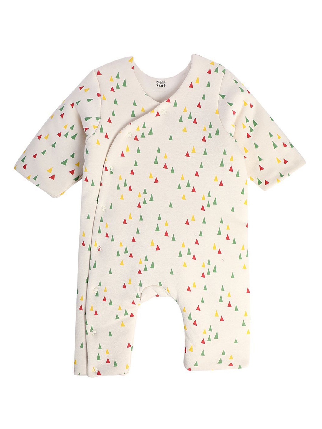 

MINI KLUB Infant Boys Geometric Printed Pure Cotton Romper, Cream