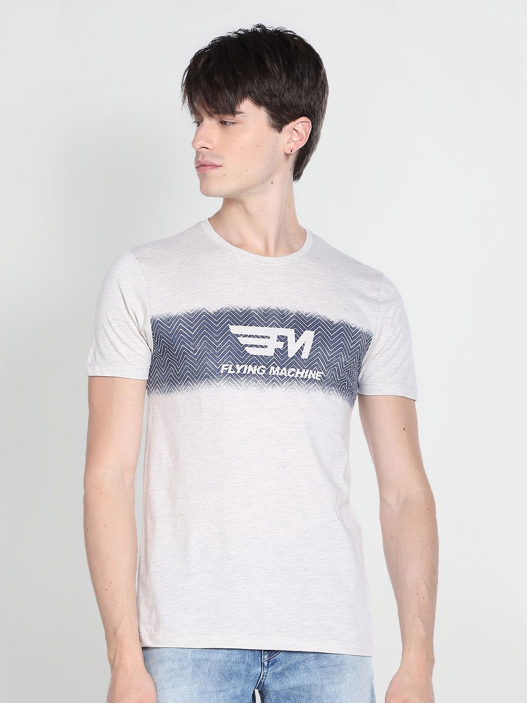 

Flying Machine Brand Logo Printed Cotton T-shirt, White
