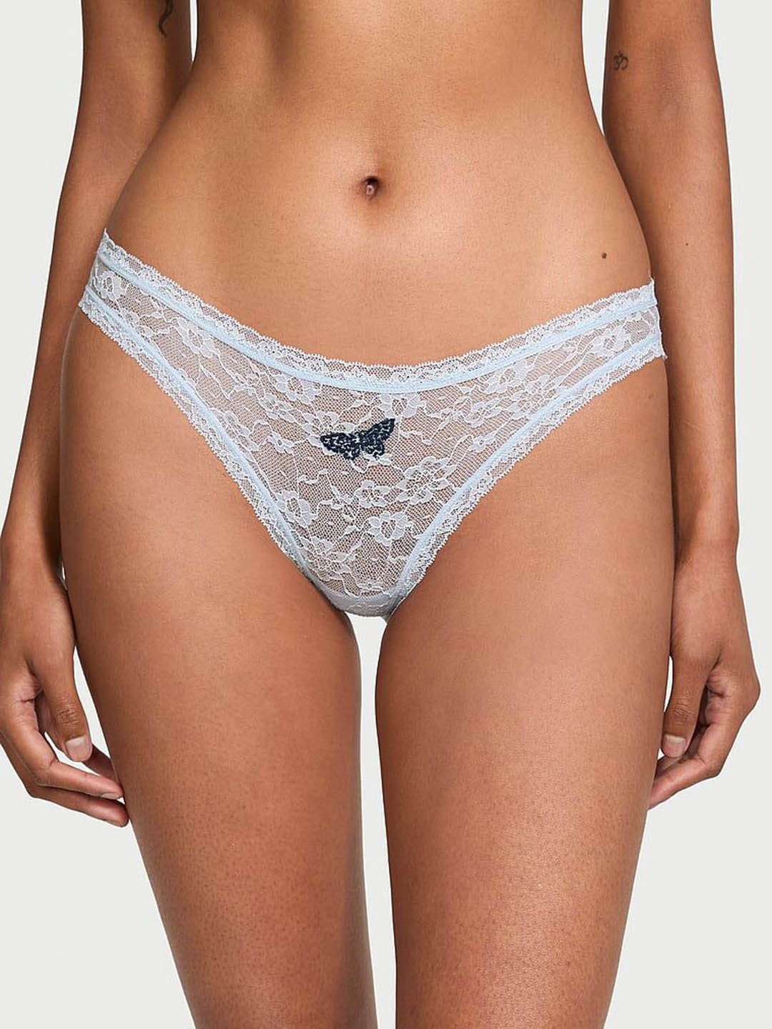 

Victoria's Secret Solid Low Rise Lace Hipster Briefs, Blue