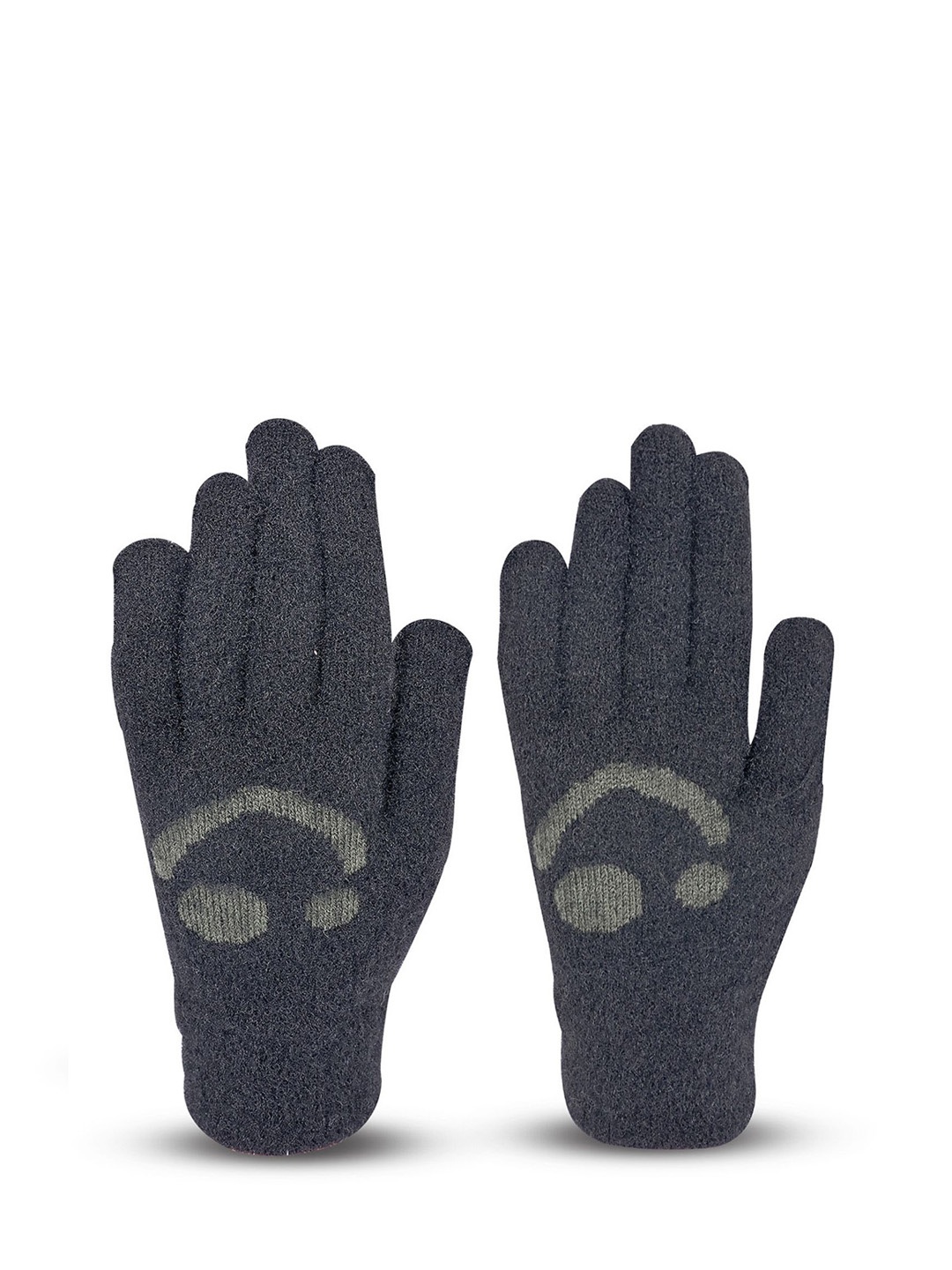 

LOOM LEGACY Women Patterned Acrylic Winter Gloves, Black