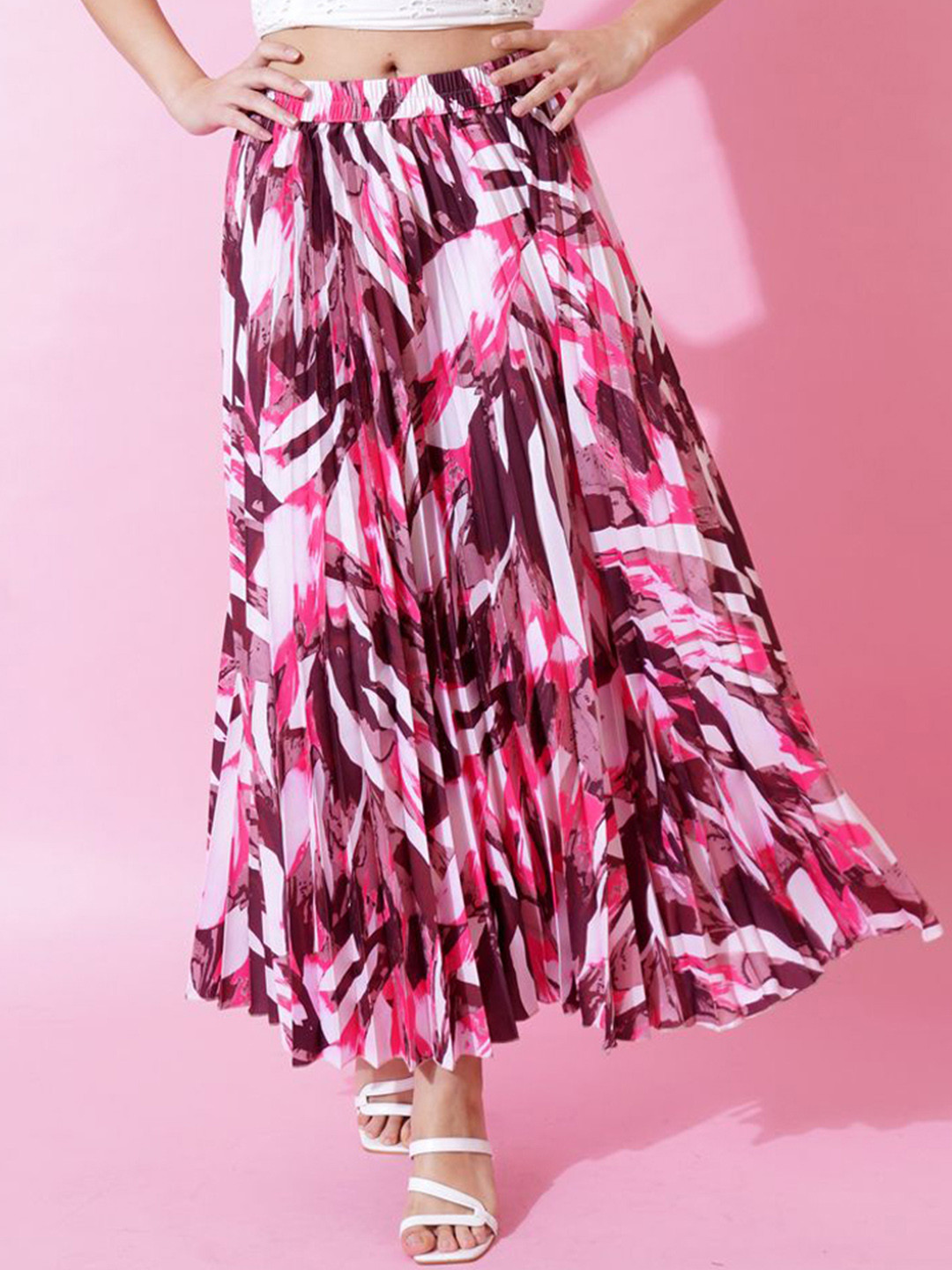 

ZWERLON Women Printed A-Line Maxi Skirts, Pink