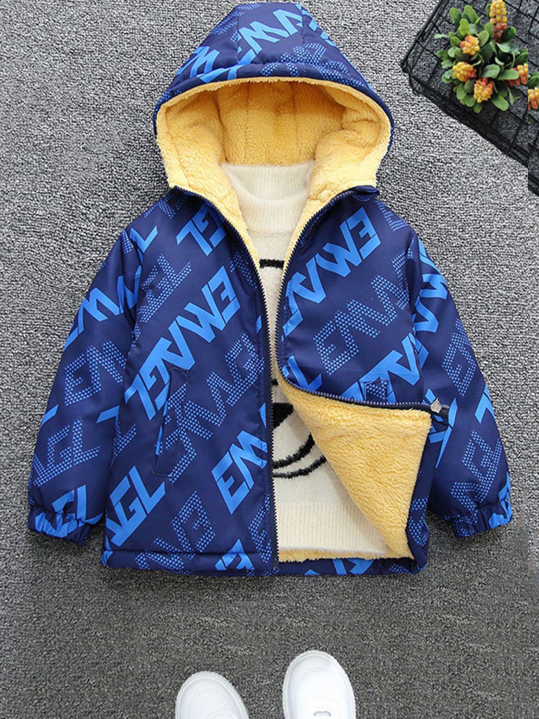 

INCLUD Boys Hooded Open Front Jacket, Blue