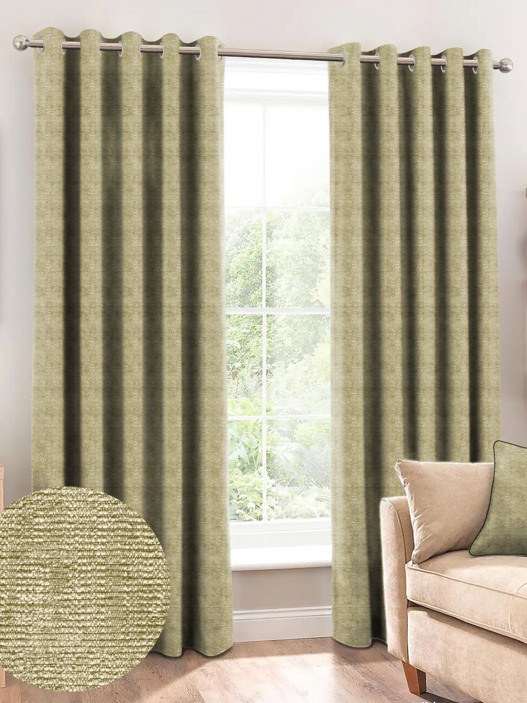 

Nefertiti Home Green 2 Pieces Black Out Long Door Curtain