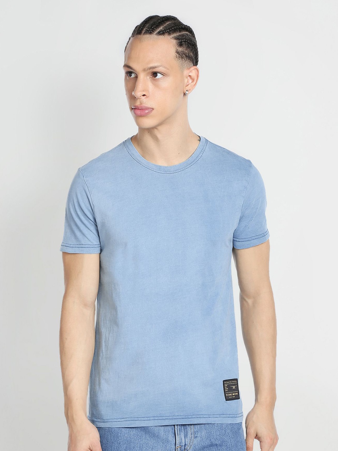 

Flying Machine Round Neck Cotton T-shirt, Blue