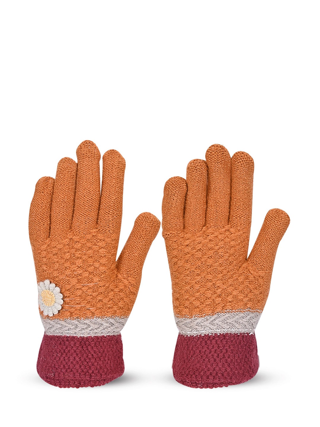 

LOOM LEGACY Women Patterned Acrylic Winter Gloves, Brown