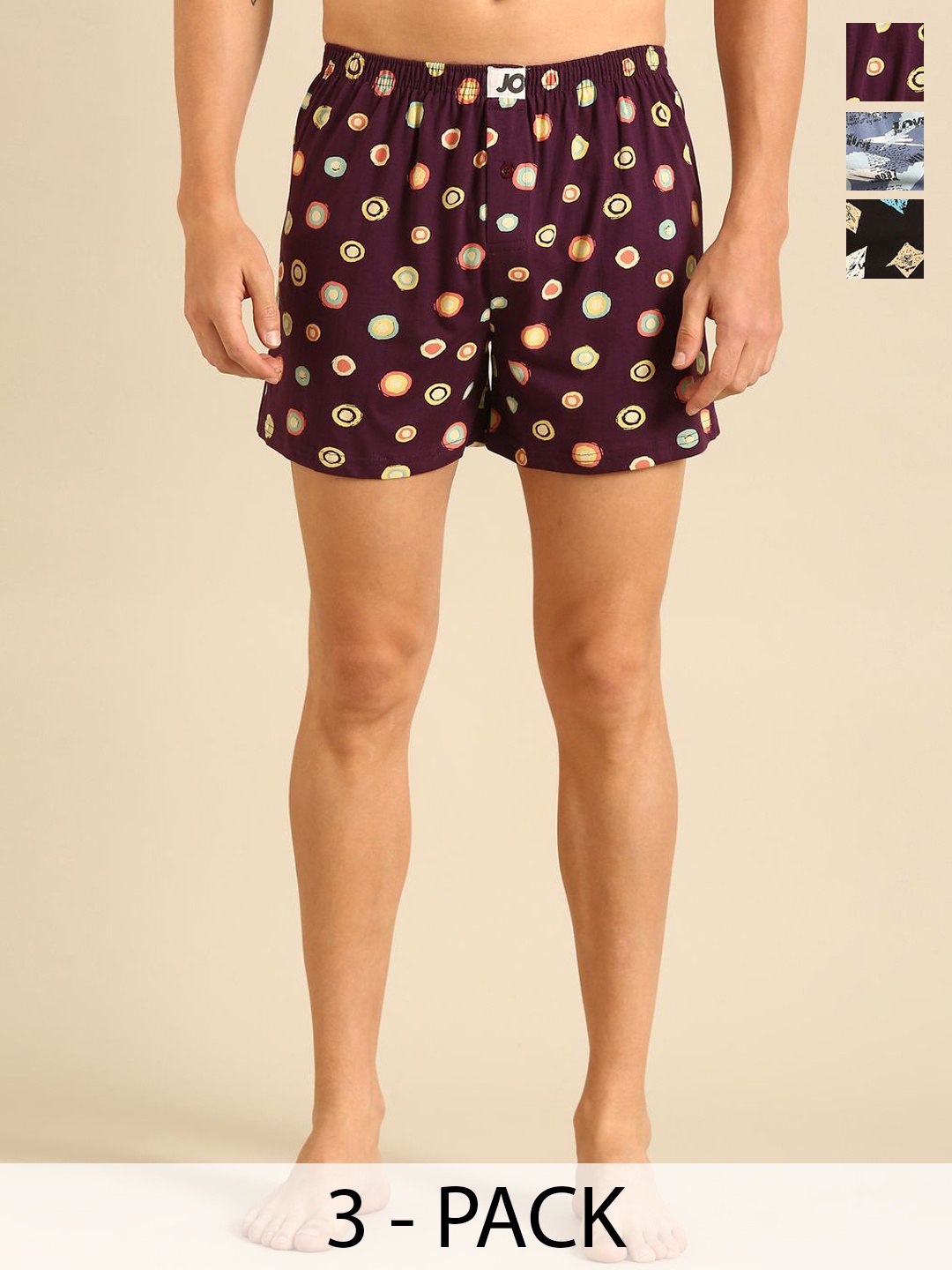 

Joven Pack Of 3 Printed Pure Cotton Boxers JB3K-07, Blue