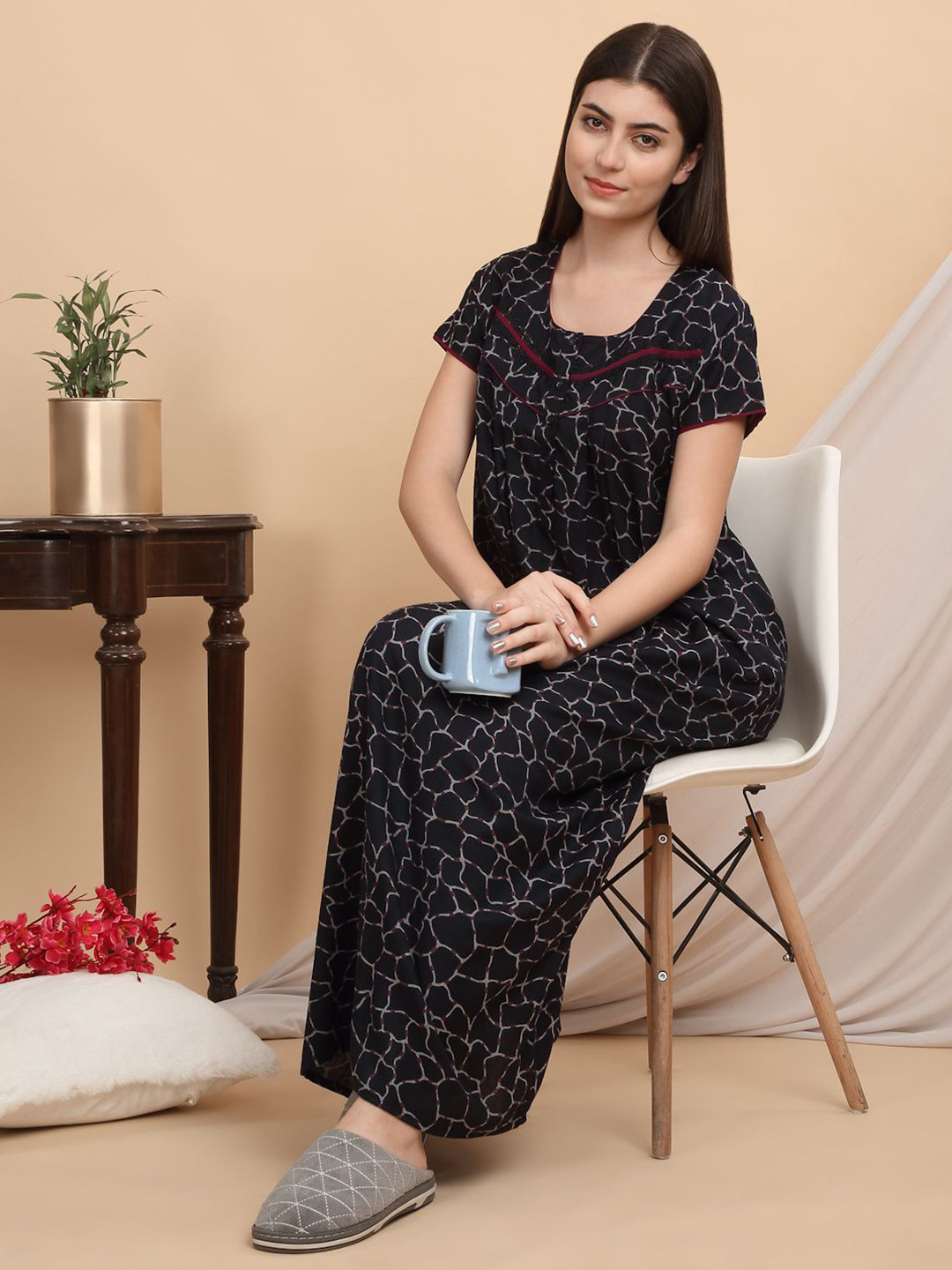 

Sweet Dreams Geometric Printed Maxi Nightdress, Navy blue