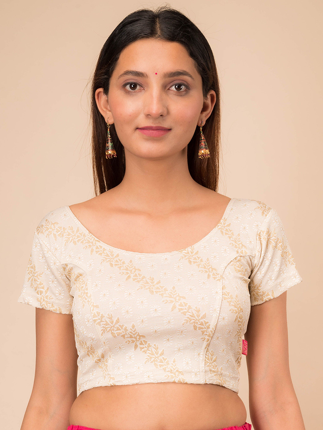 

Bindigasm's Advi Woven Design Saree Blouse, Gold
