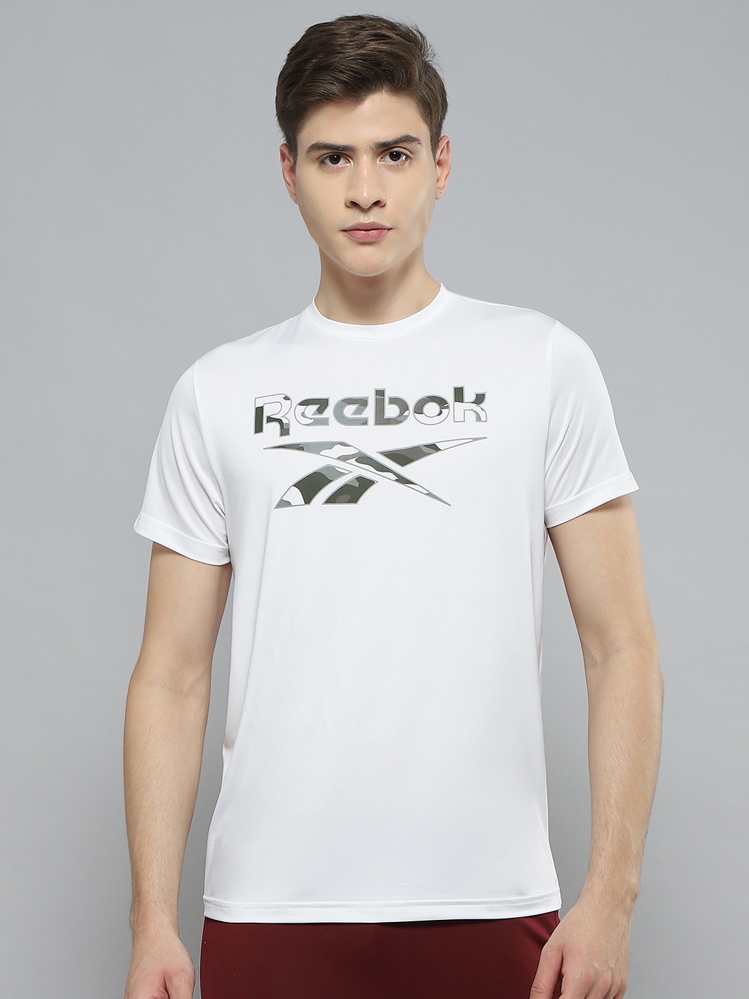 

Reebok Brand Logo Printed ID Camo Sports T-shirt, White