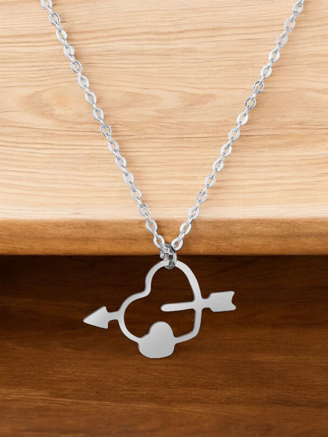 

Goldnera Girls 925 Sterling Silver-Plated Heart Shaped Pendant with Chain