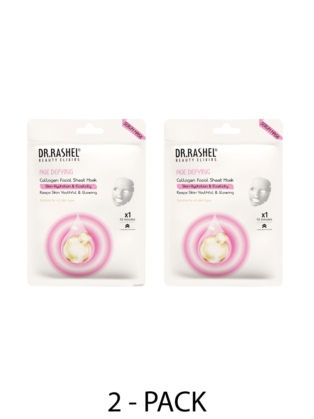

DR.RASHEL Set Of 2 Age Defying Sheet Mask With Serum - 20 g Each, Pink