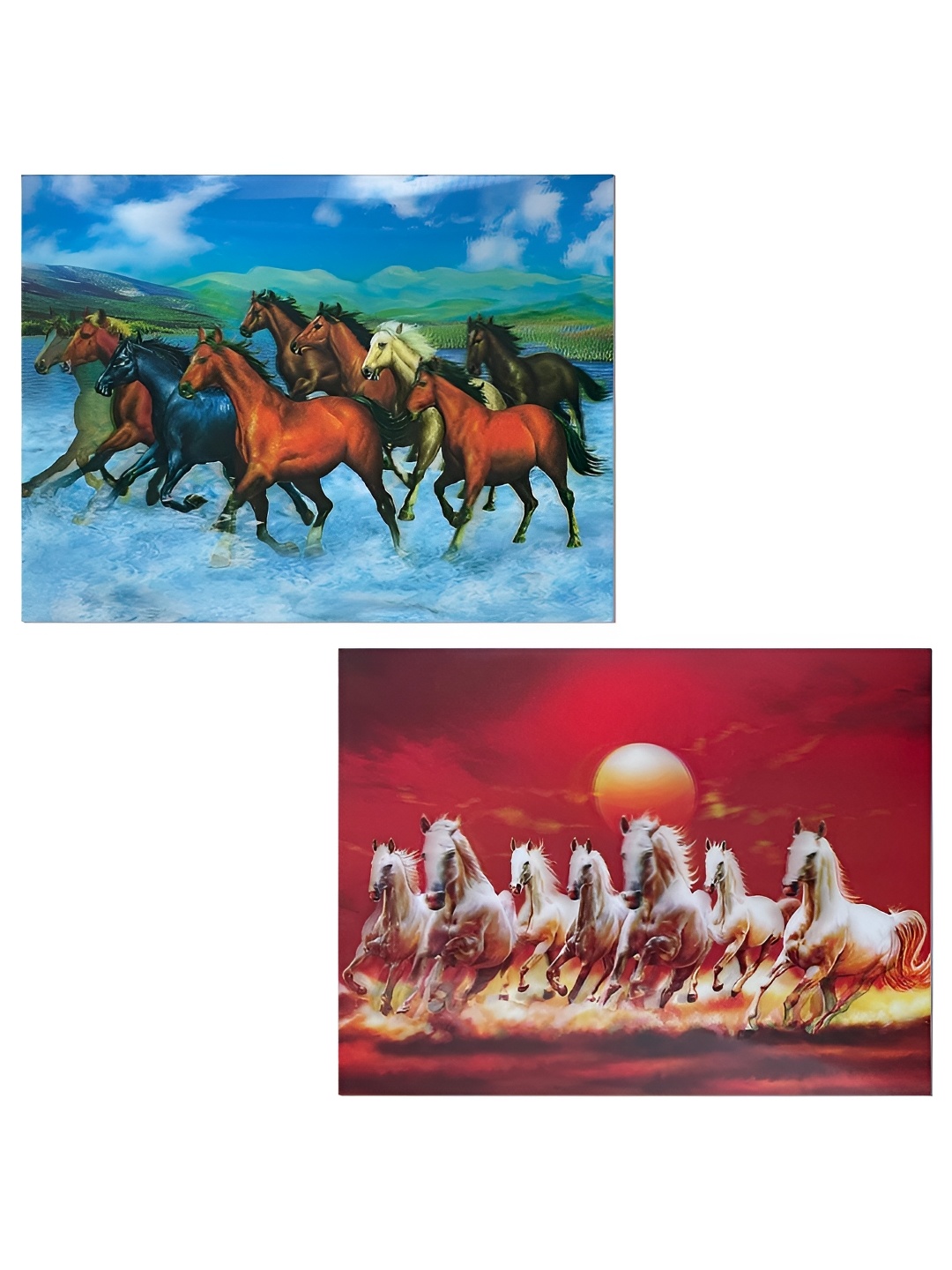 

Art Street Set of 2 Seven & Nine Running Horse Wall Painting, Blue