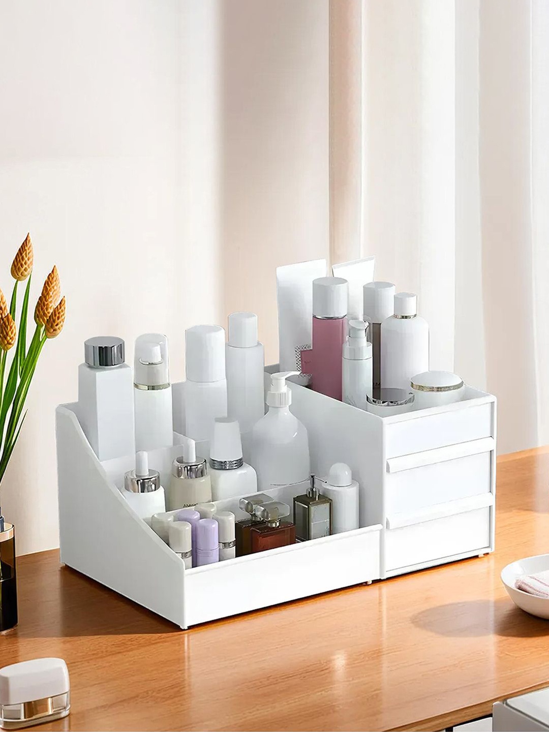 

Kuber Industries White 2 Pieces Makeup Organisers