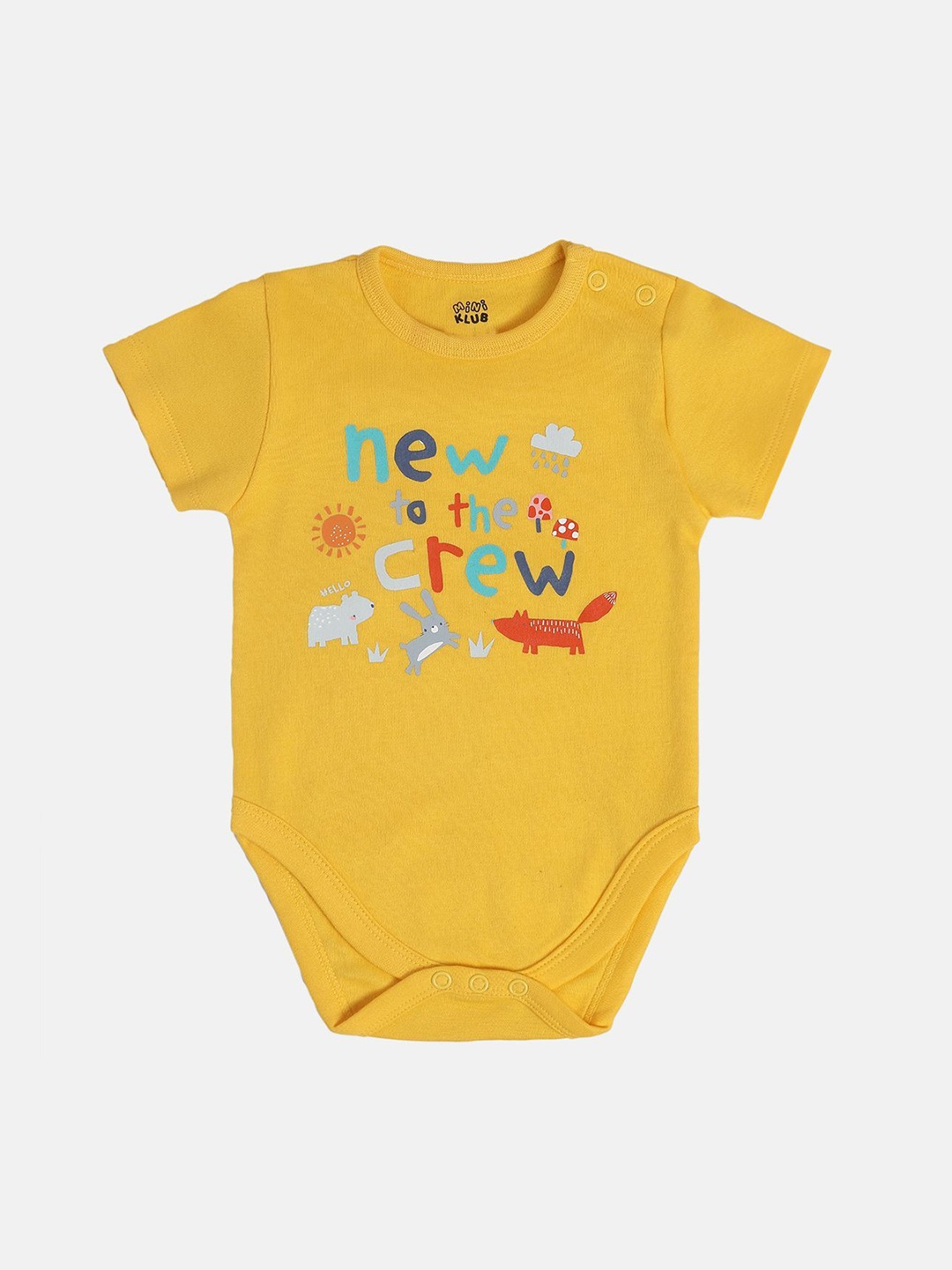 

MINI KLUB Infant Boys Printed Pure Cotton Bodysuit, Yellow