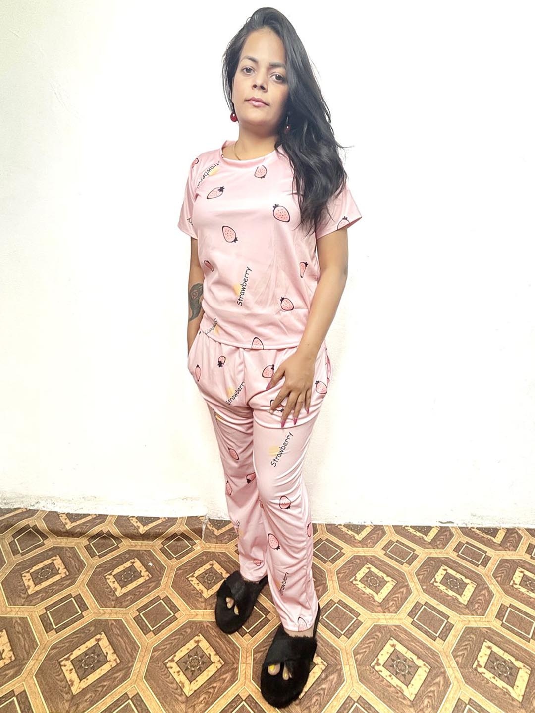 

styledose Women Printed Night suit, Pink