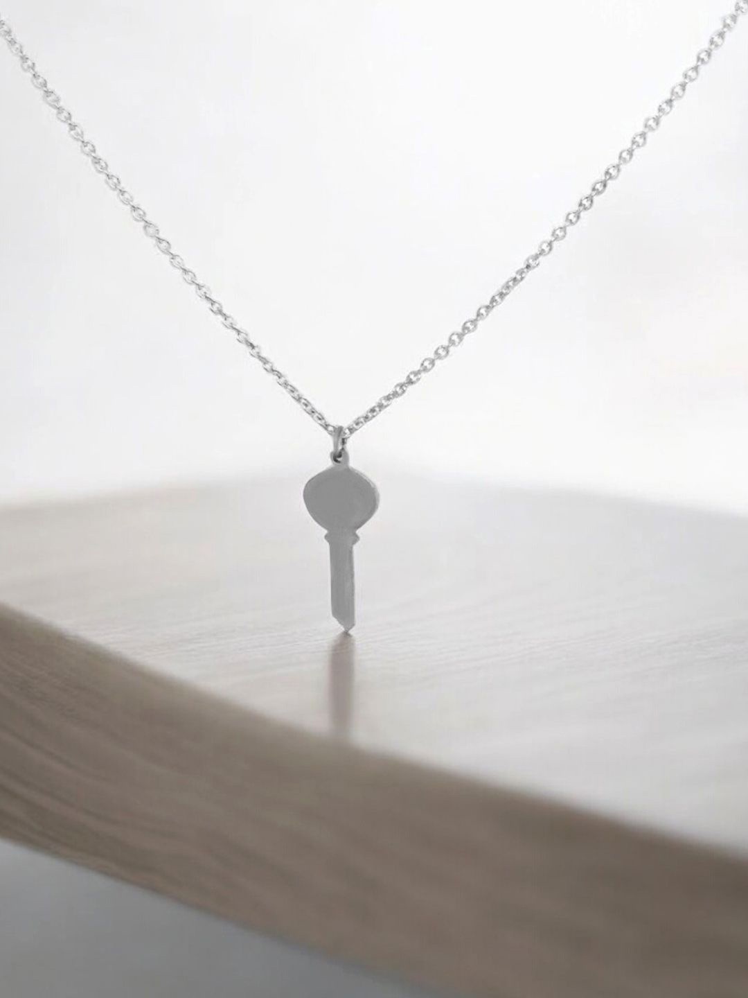 

Goldnera Girls 925 Sterling Silver-Plated Love Key Pendant with Chain
