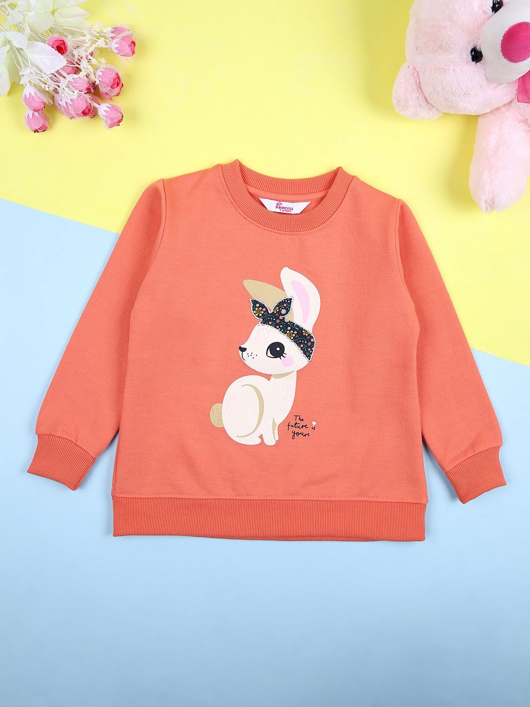 

V-Mart Girls Graphic Printed Round Neck Cotton Pullover Sweatshirt, Rust