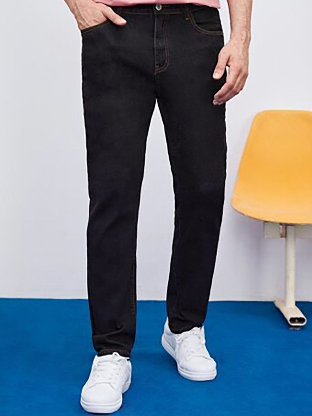 

Kotty Men Mid-Rise Stretchable Jeans, Black