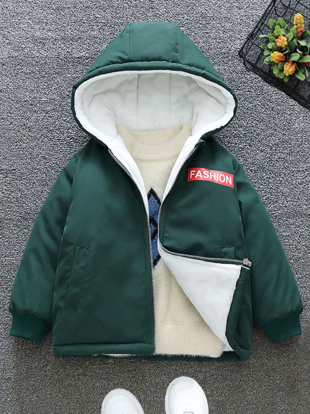 

INCLUD Boys Abstract Printed Open Front Jacket, Green