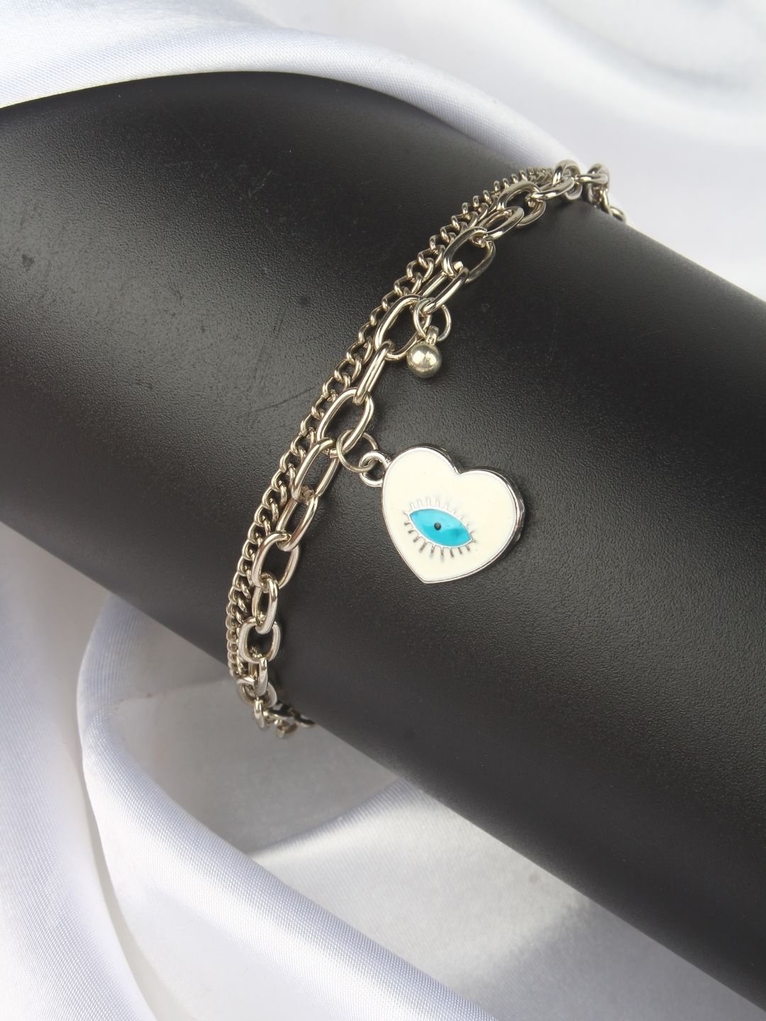 

KPOP Women Brass Silver-Plated Charm Bracelet