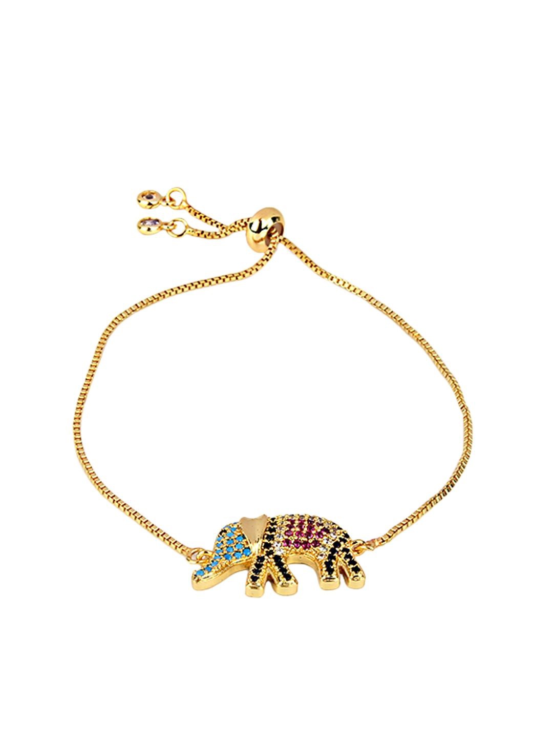 

KPOP Gold-Plated Enamelled Stone Studded Charm Bracelet