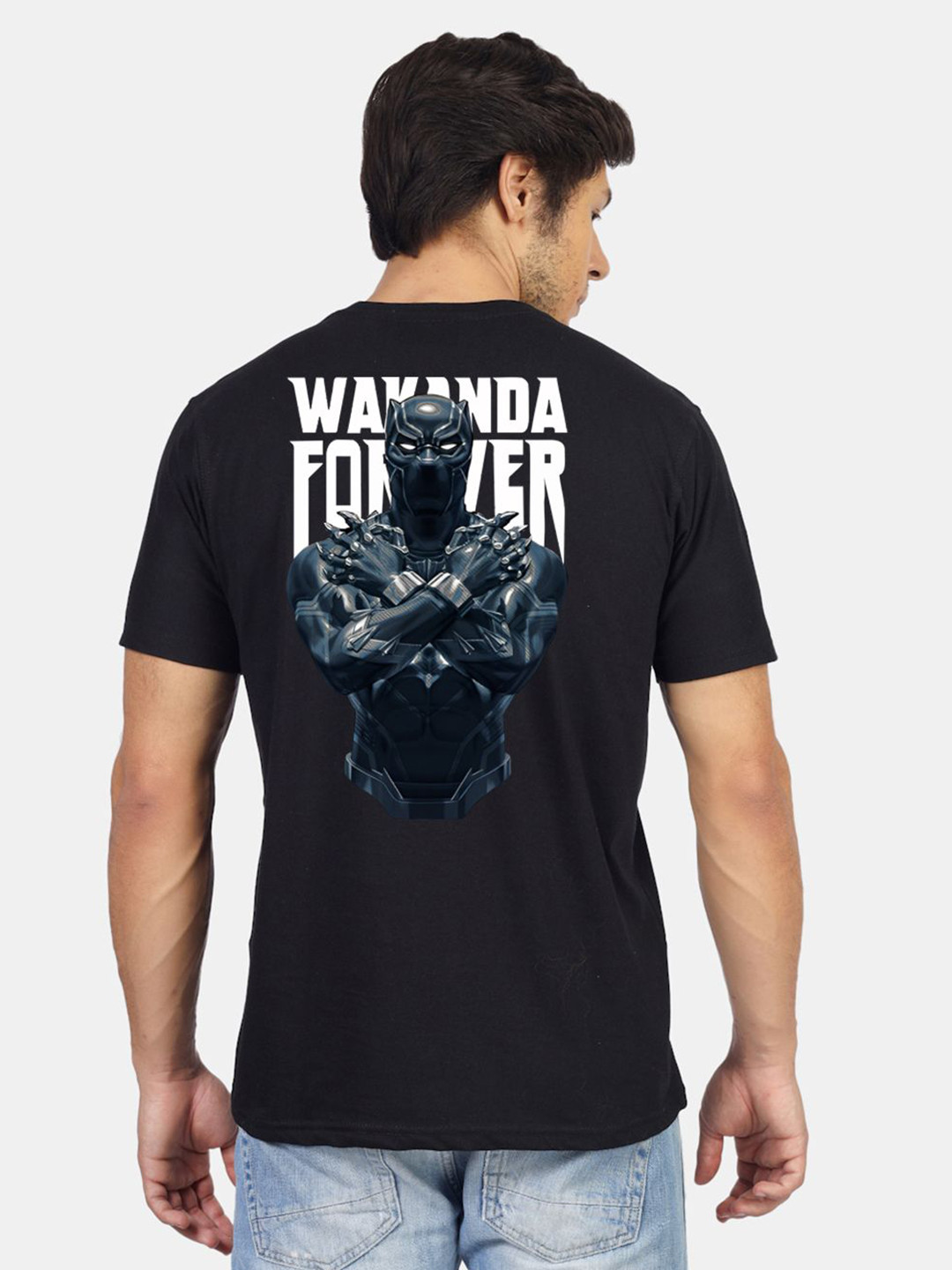 

Greylongg Men Printed Monochrome Applique T-shirt, Black