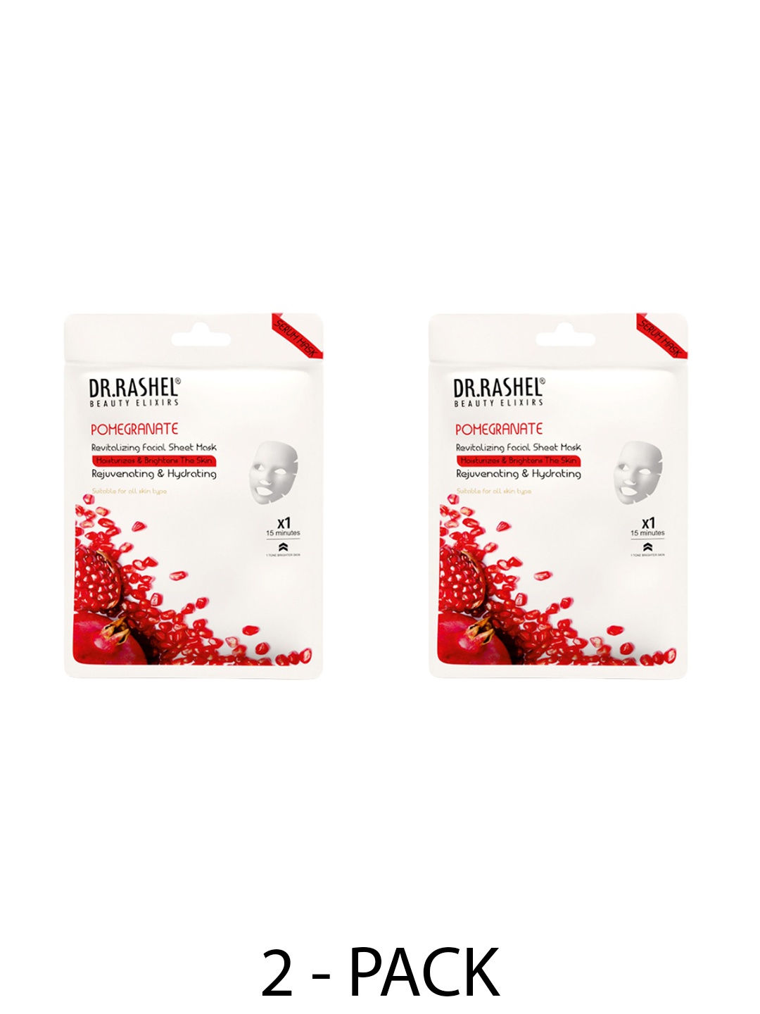 

DR.RASHEL Set Of 2 Pomegranate Sheet Mask With Serum - 20 g Each, Red