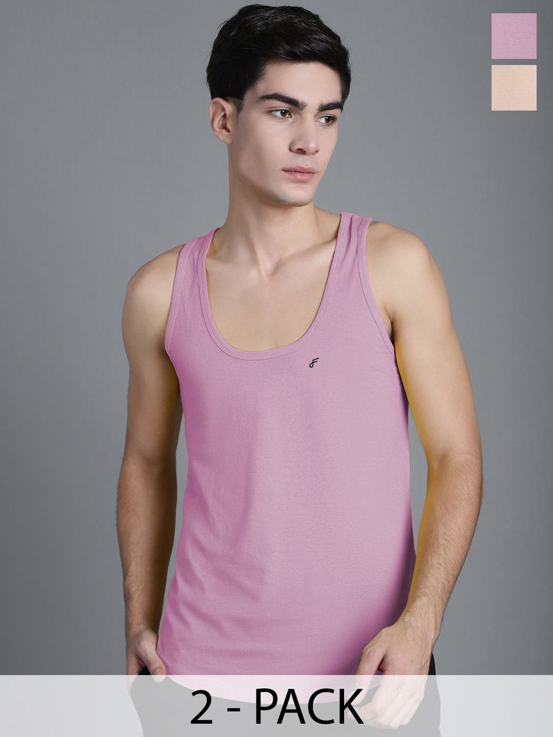 

FBAR Pack Of 2 Cotton Anti-Bacterial Gym Innerwear Vests, Pink