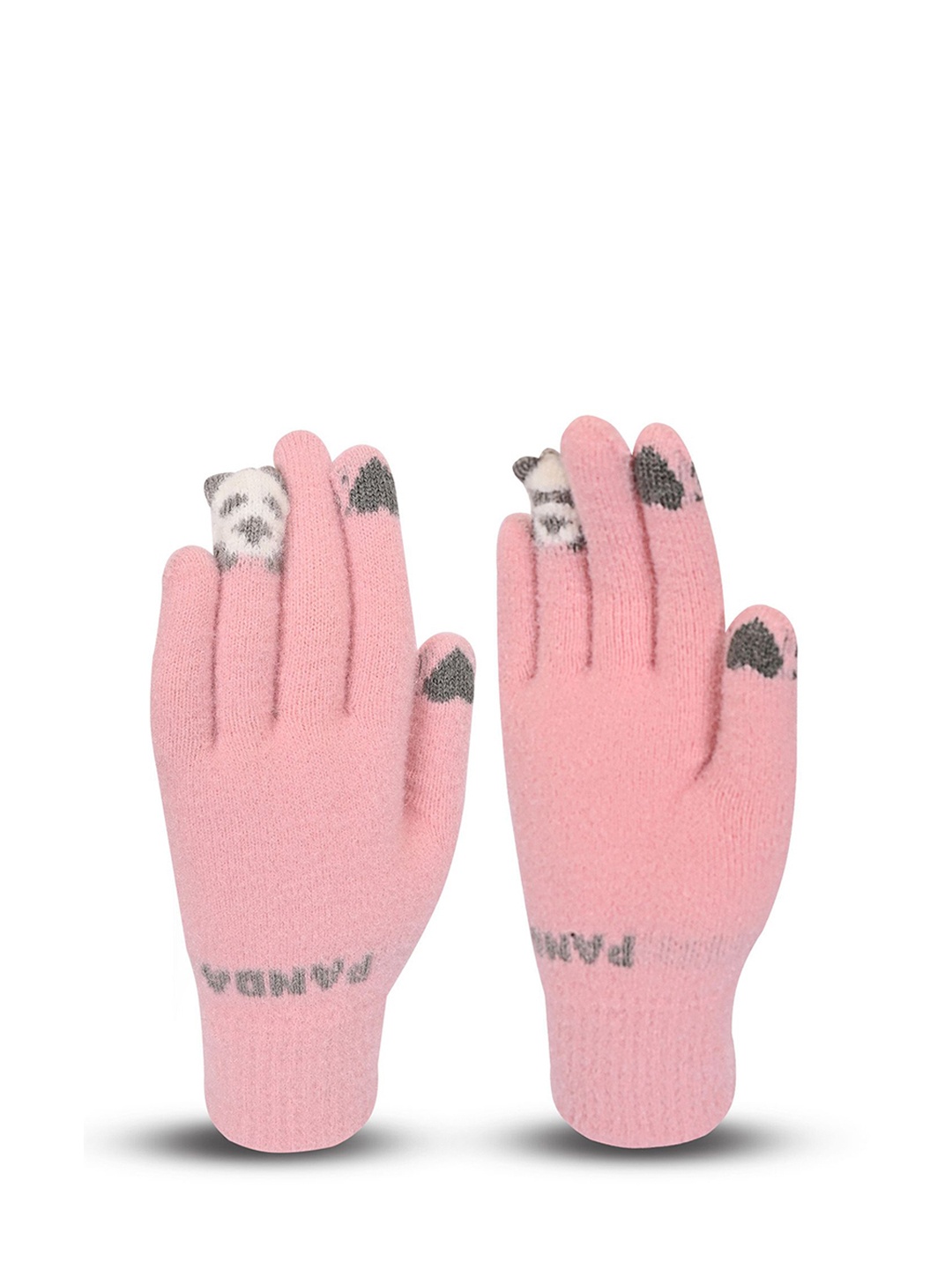 

LOOM LEGACY Women Patterned Touchscreen Woolen Winter Gloves, Pink