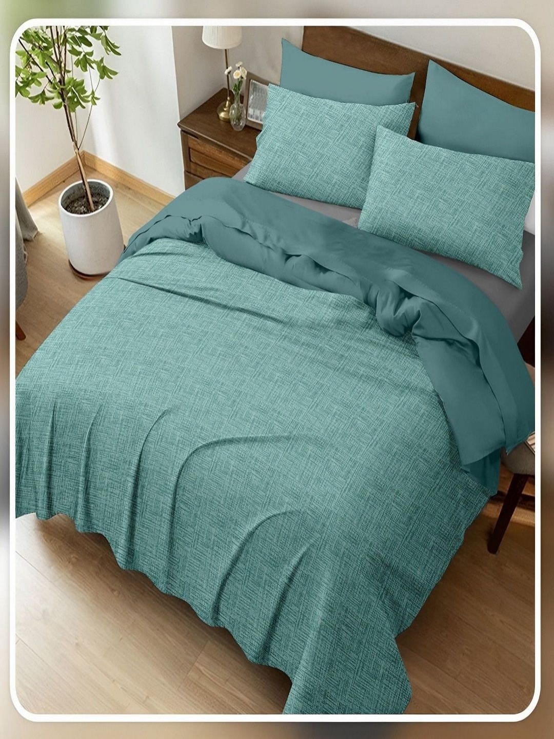 

CHICERY Blue 400 TC King Bedsheet with 2 Pillow Covers