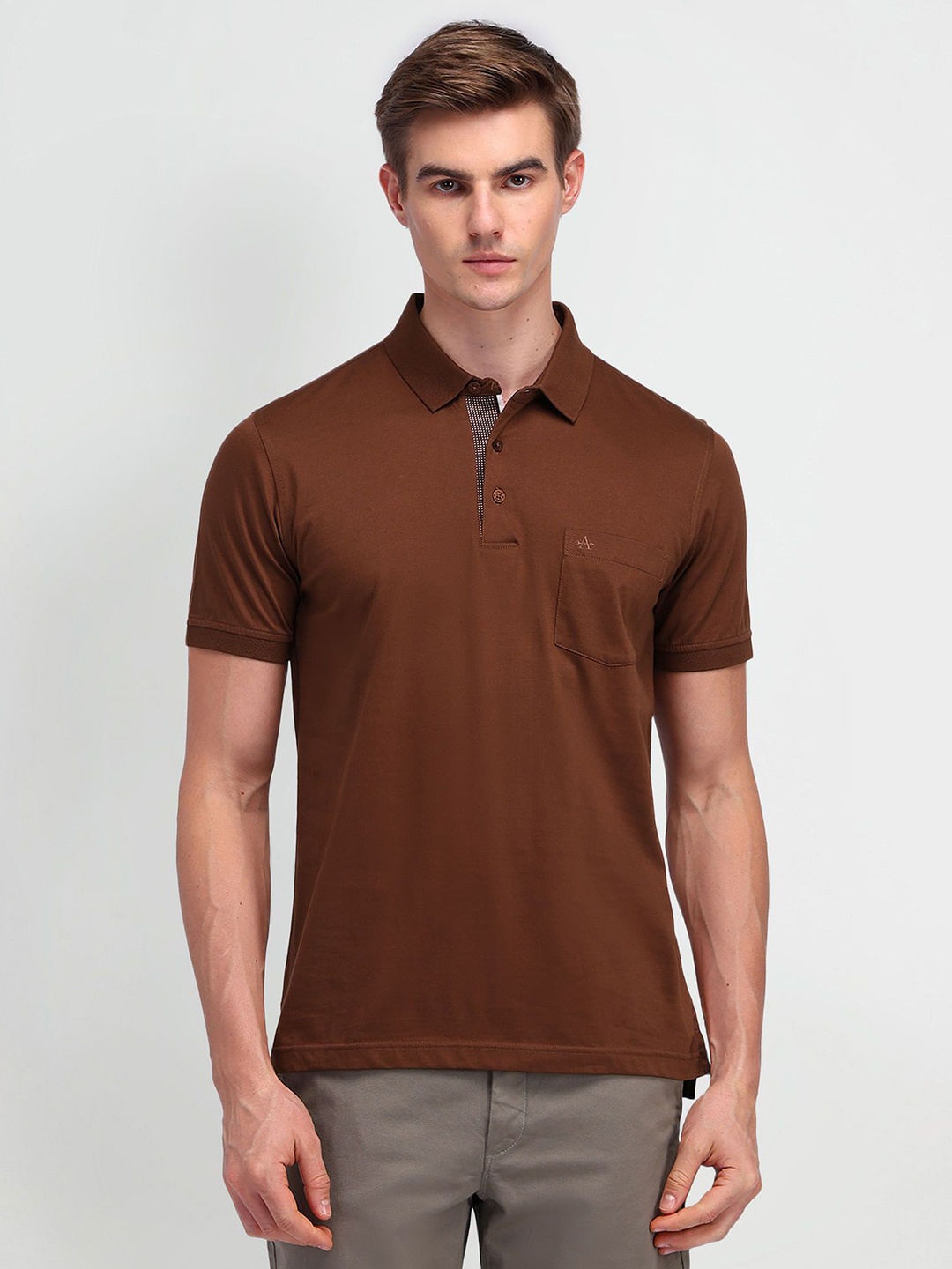

Arrow Men Polo Collar T-shirt, Brown