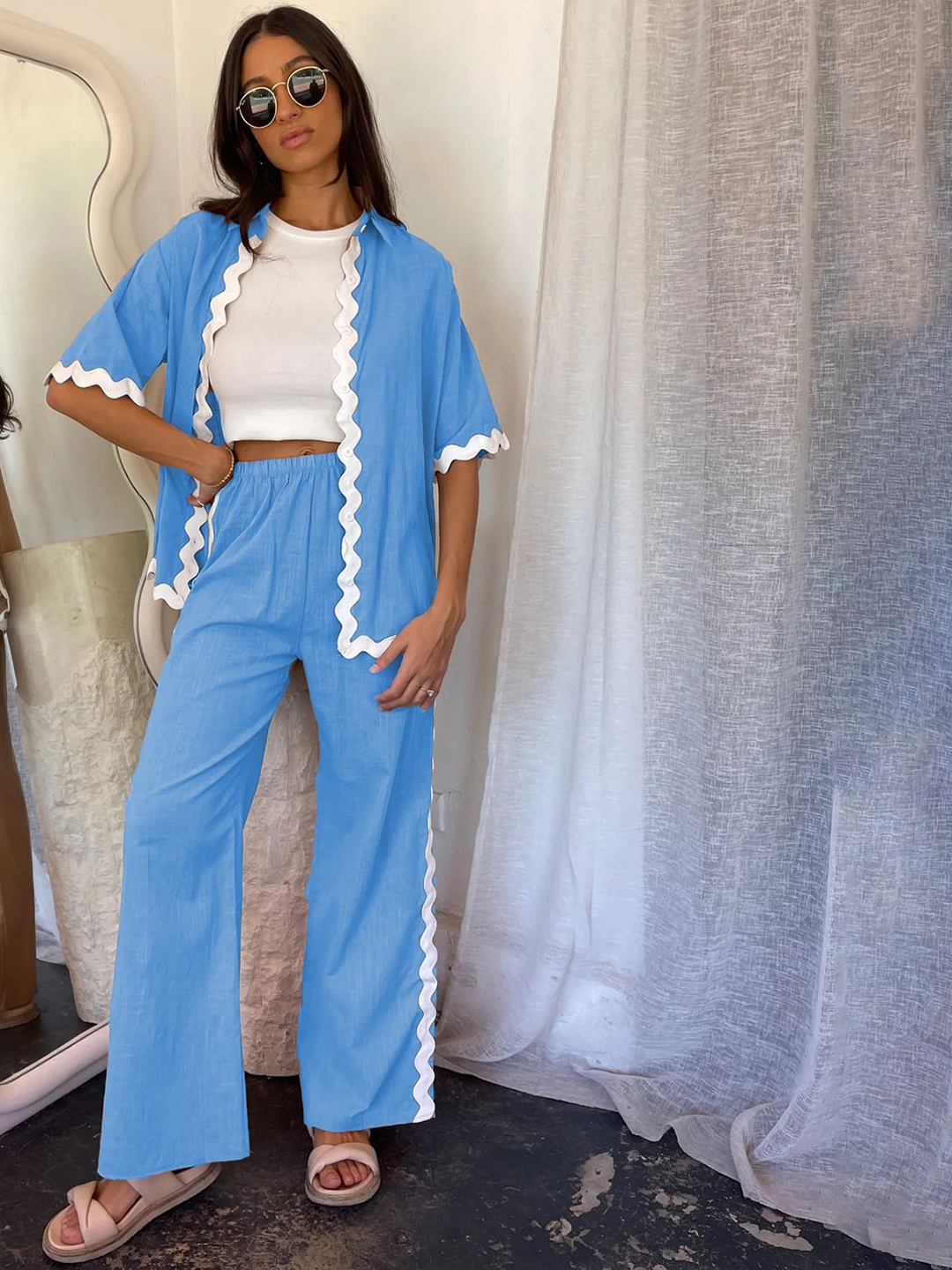 

MIAKEE Fergie Short Sleeves Shirt With Trouser, Blue