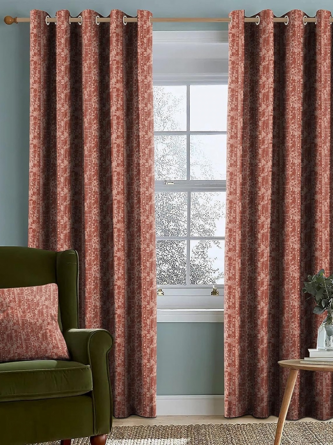 

Nefertiti Home Rust Set of 2 Floral Black Out Door Curtain