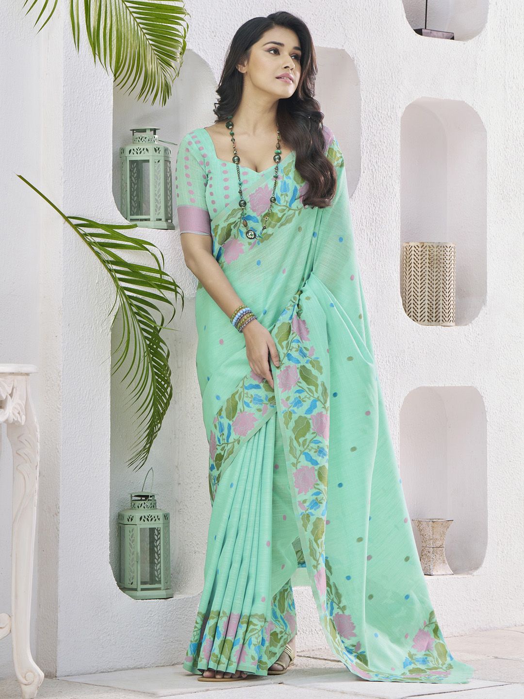 

Anouk Ethnic Motifs Saree, Turquoise blue