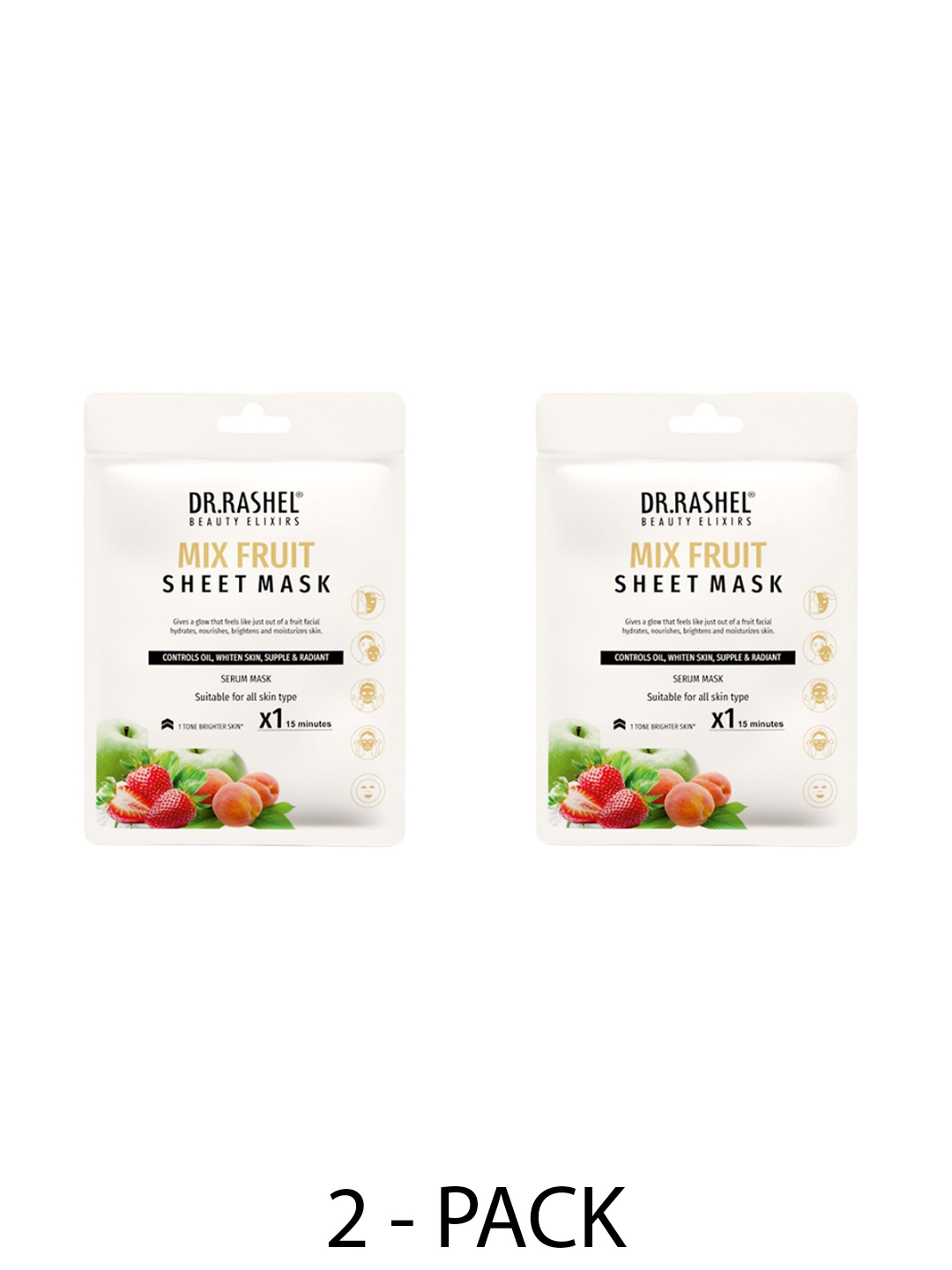 

DR.RASHEL Set Of 2 Mix Fruit Sheet Mask With Serum - 20 g Each, Cream