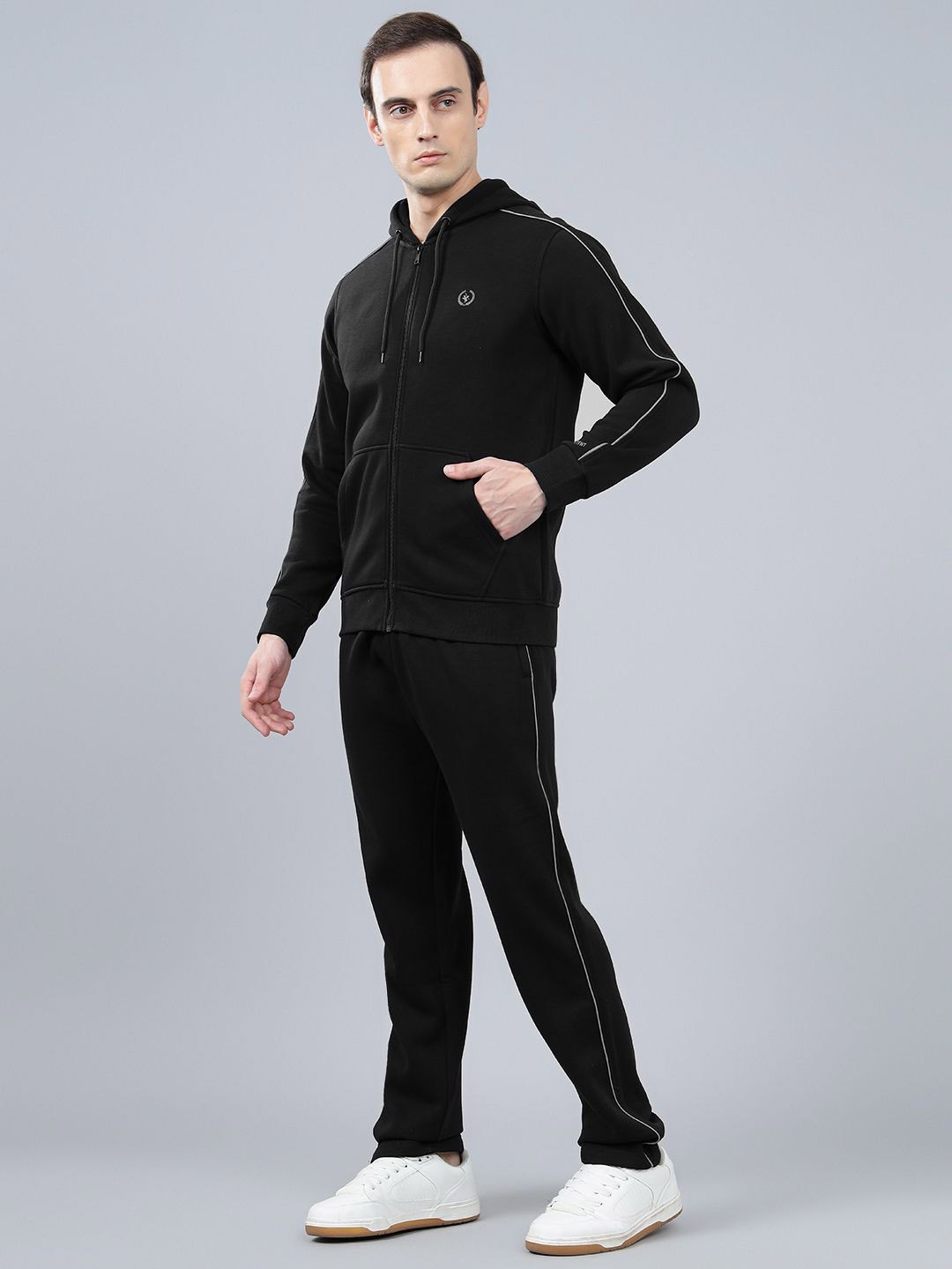 

Cantabil Men Hood Neck Winter Track Suit, Black