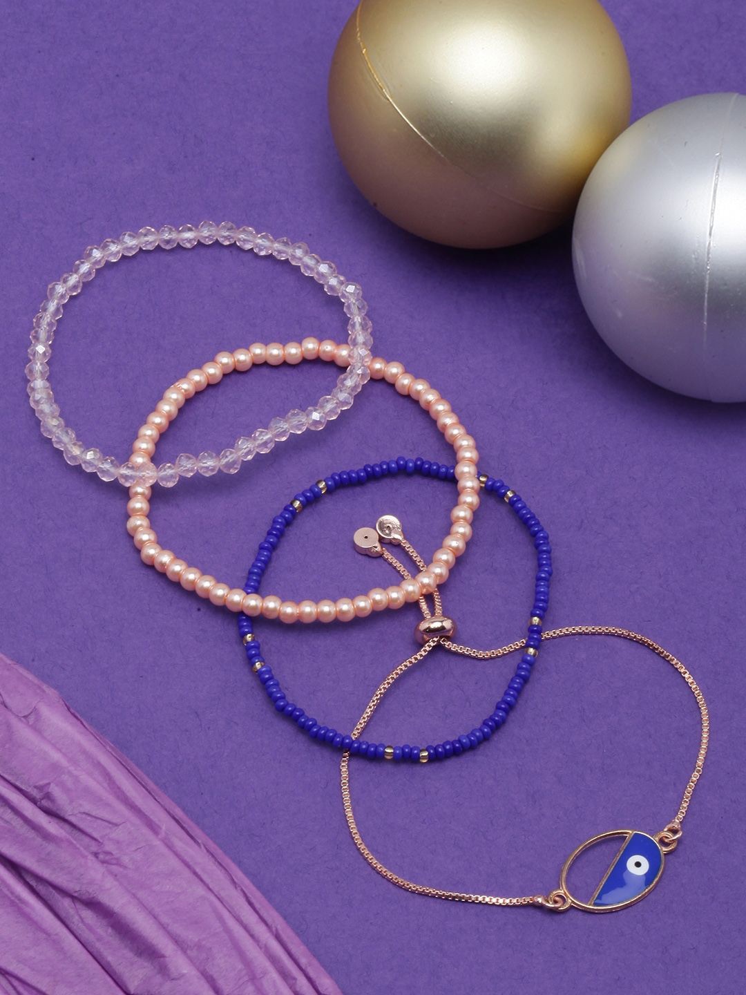 

KPOP Women 4 Brass Rose Gold-Plated Charm Bracelet