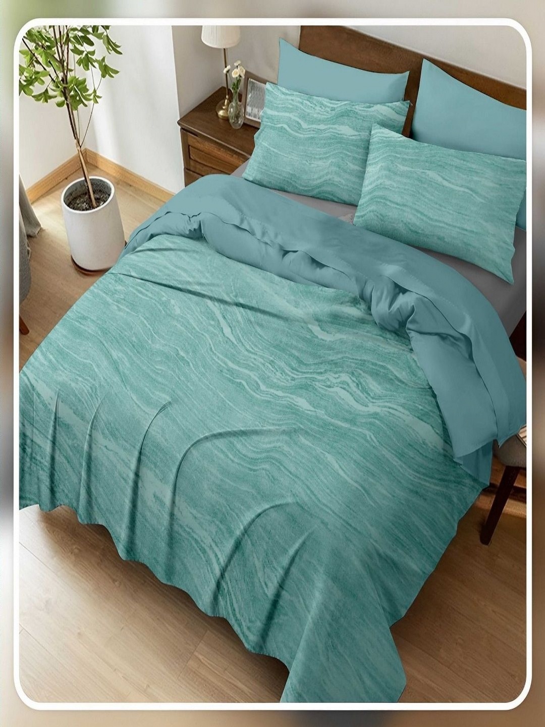 

CHICERY Sea Green 400 TC King Bedsheet with 2 Pillow Covers