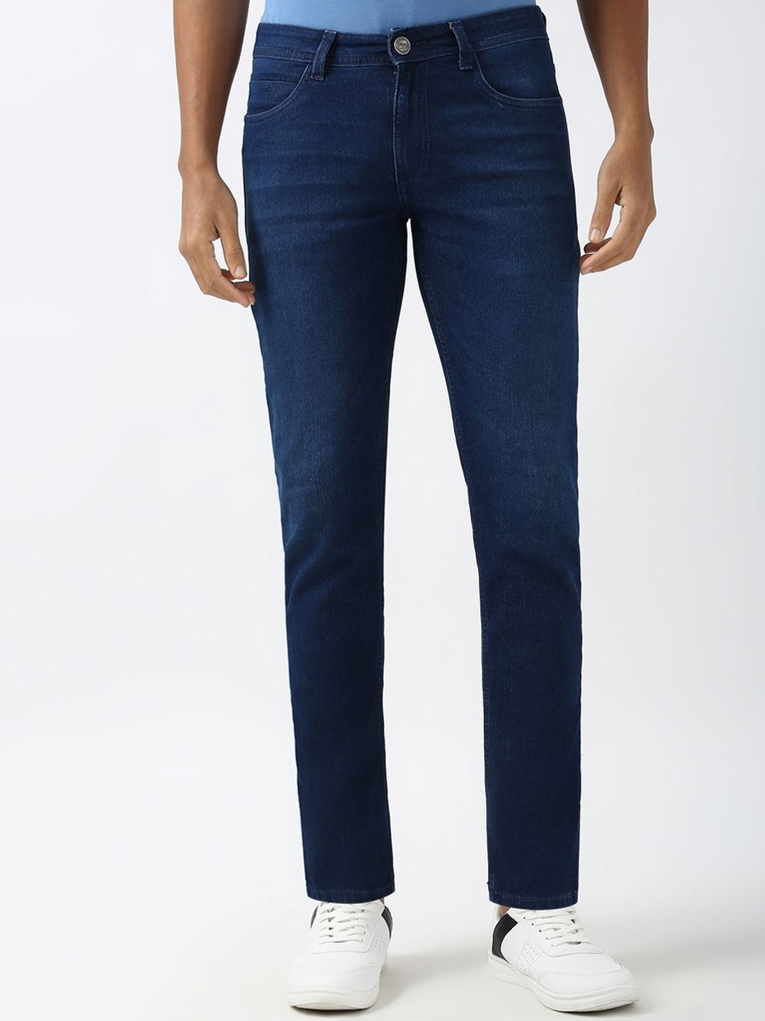 

Peter England Casuals Men Slim Fit Clean Look No Fade Jeans, Navy blue