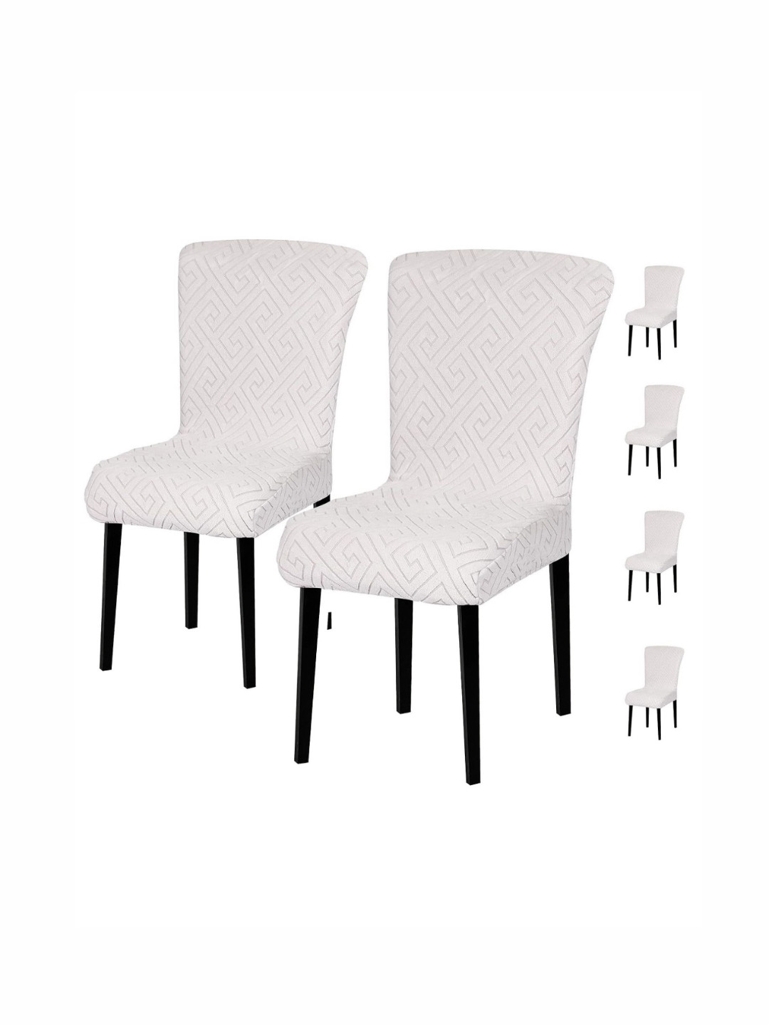 

HOUSE OF QUIRK 6Pcs Grey Melange Self-Designed Stretchable Chair Covers
