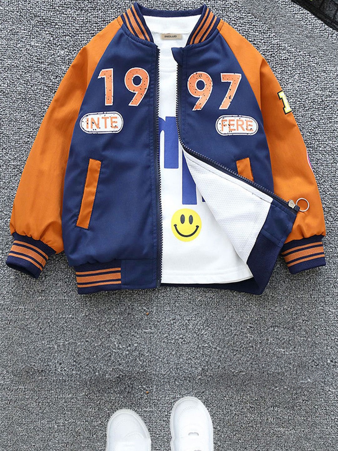 

INCLUD Boys Colourblocked Open Front Jacket, Orange
