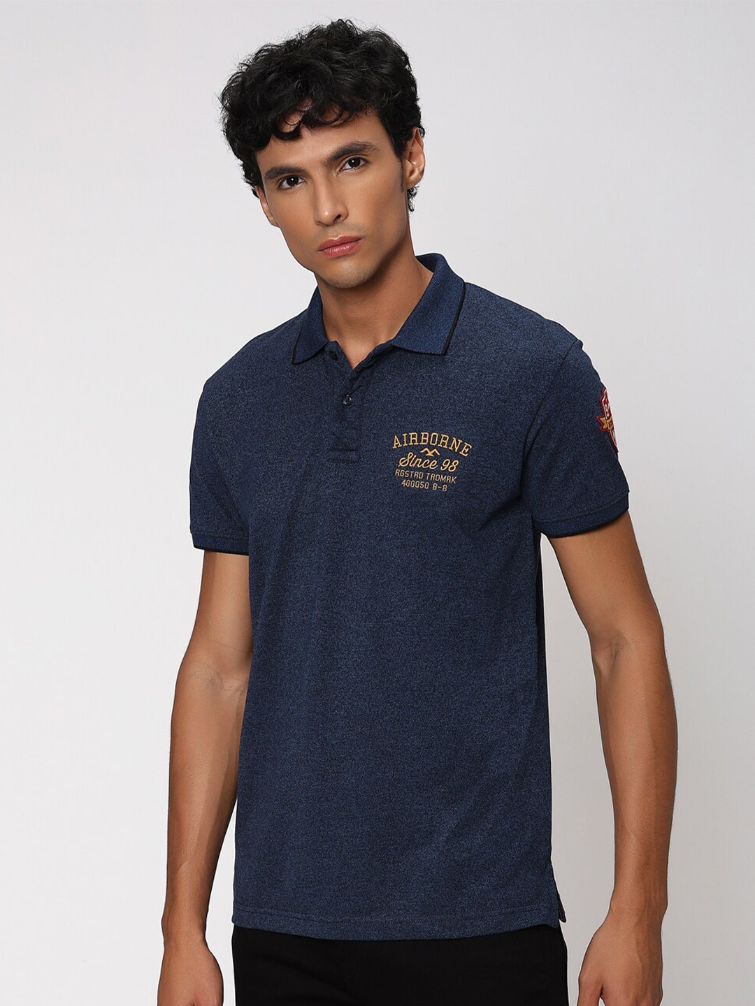 

Mufti Embroidered Detail Polo Collar Slim Fit T-shirt, Navy blue