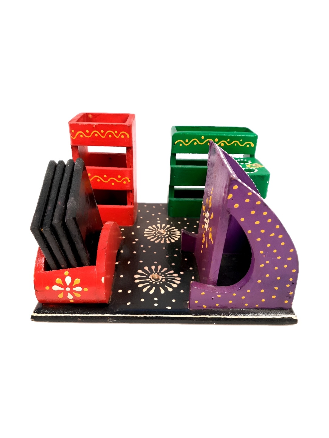 

apka mart Red & Green Printed Wooden Multi-Utility Organisers